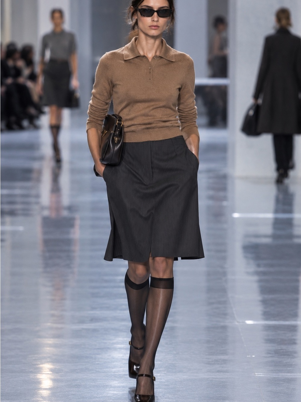 Marlowe Made in Italy Pinstripe Slightly A-Line Skirt - Wool